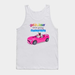 Get in loser, we're going dumpster diving raccoon possum word art Tank Top